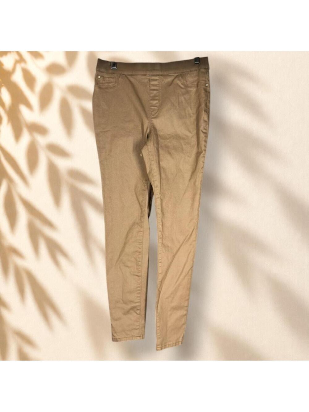 Charlie B Pants Women 6 Brown Mid Rise Flat Front Skinny Pull On Pockets Casual